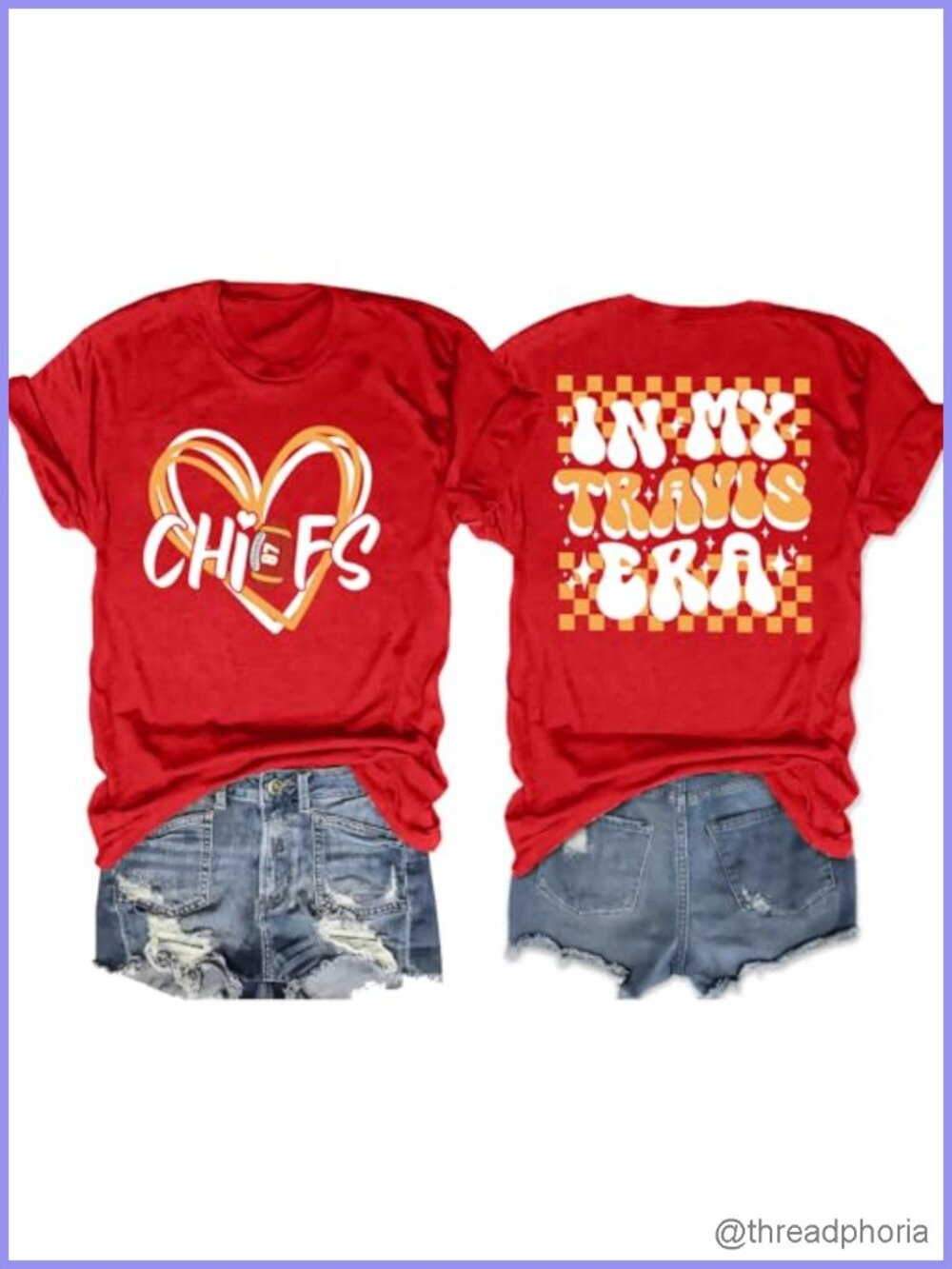 Football Game Day T-Shirt for Women - Cute Heart Graphic Crew Neck Tee - Fan